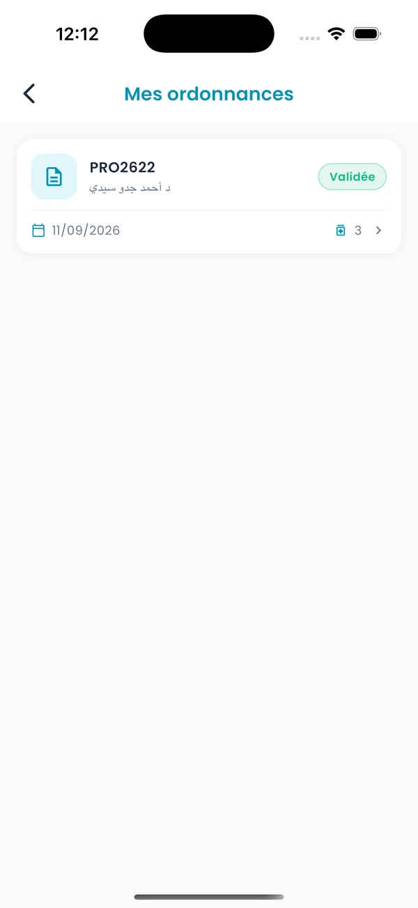 Medi App : liste des ordonnances